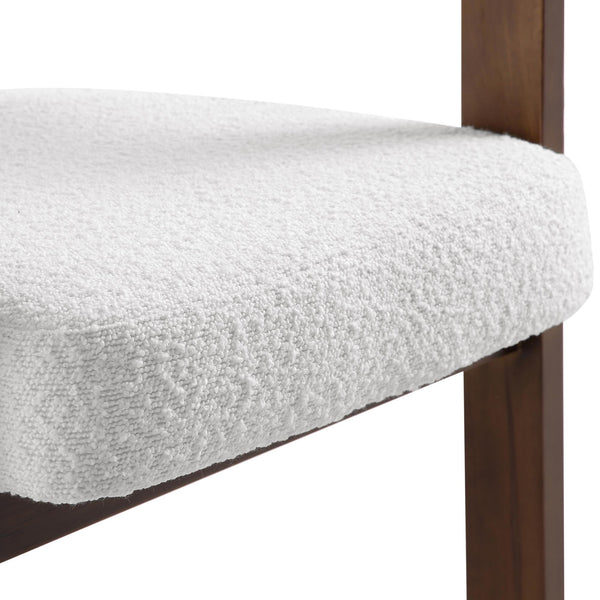 Stanford Curved Walnut Wood Frame White Boucle Chair