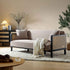 Pienza Solid Wood and Cane Sofa Bed, Taupe Velvet with Black Frame