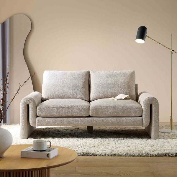 Hampstead Taupe Boucle Curved 2-Seater Sofa