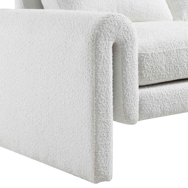 Hampstead White Boucle Curved 2-Seater Sofa
