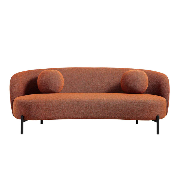 Amboise 3-Seater Curved Sofa with Ball Cushions, Brick Boucle