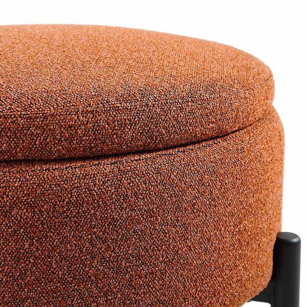 Amboise Round Storage Pouffe, Brick Boucle