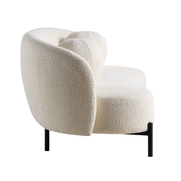 Amboise 3-Seater Curved Sofa with Ball Cushions, Ecru Boucle