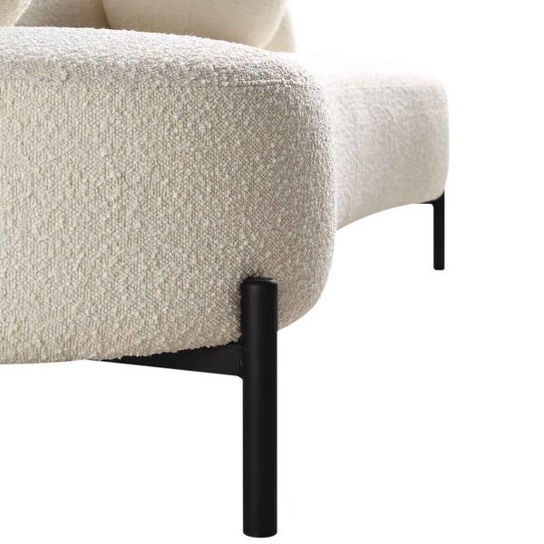 Amboise 3-Seater Curved Sofa with Ball Cushions, Ecru Boucle