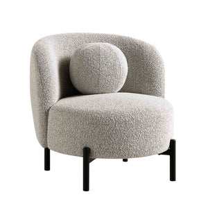 Amboise Armchair with Ball Cushion, Mist Gray Boucle