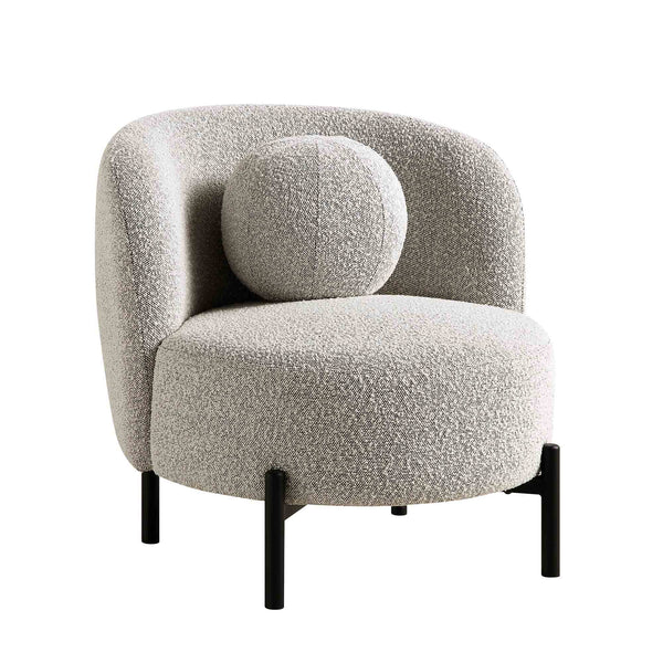 Amboise Armchair with Ball Cushion, Mist Gray Boucle