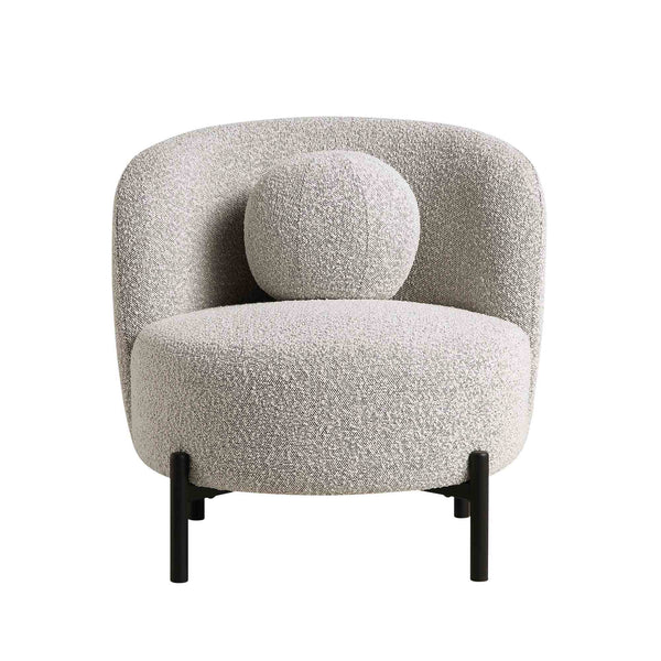 Amboise Armchair with Ball Cushion, Mist Gray Boucle