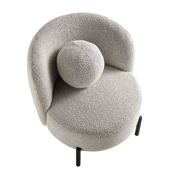Amboise Armchair with Ball Cushion, Mist Gray Boucle