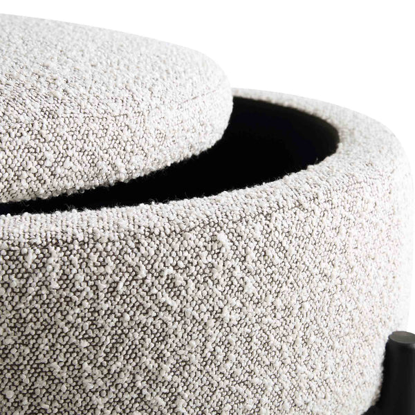 Amboise Round Storage Pouffe, Mist Gray Boucle