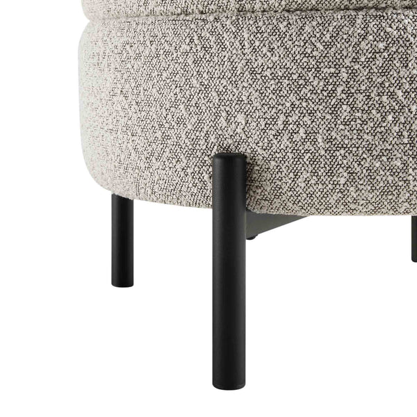 Amboise Round Storage Pouffe, Mist Gray Boucle
