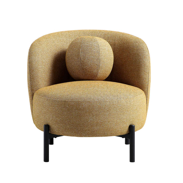 Amboise Armchair with Ball Cushion, Marigold Textured Fabric
