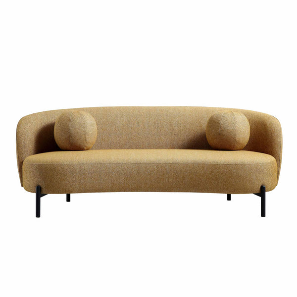 Amboise 3-Seater Curved Sofa with Ball Cushions, Marigold Textured Fabric