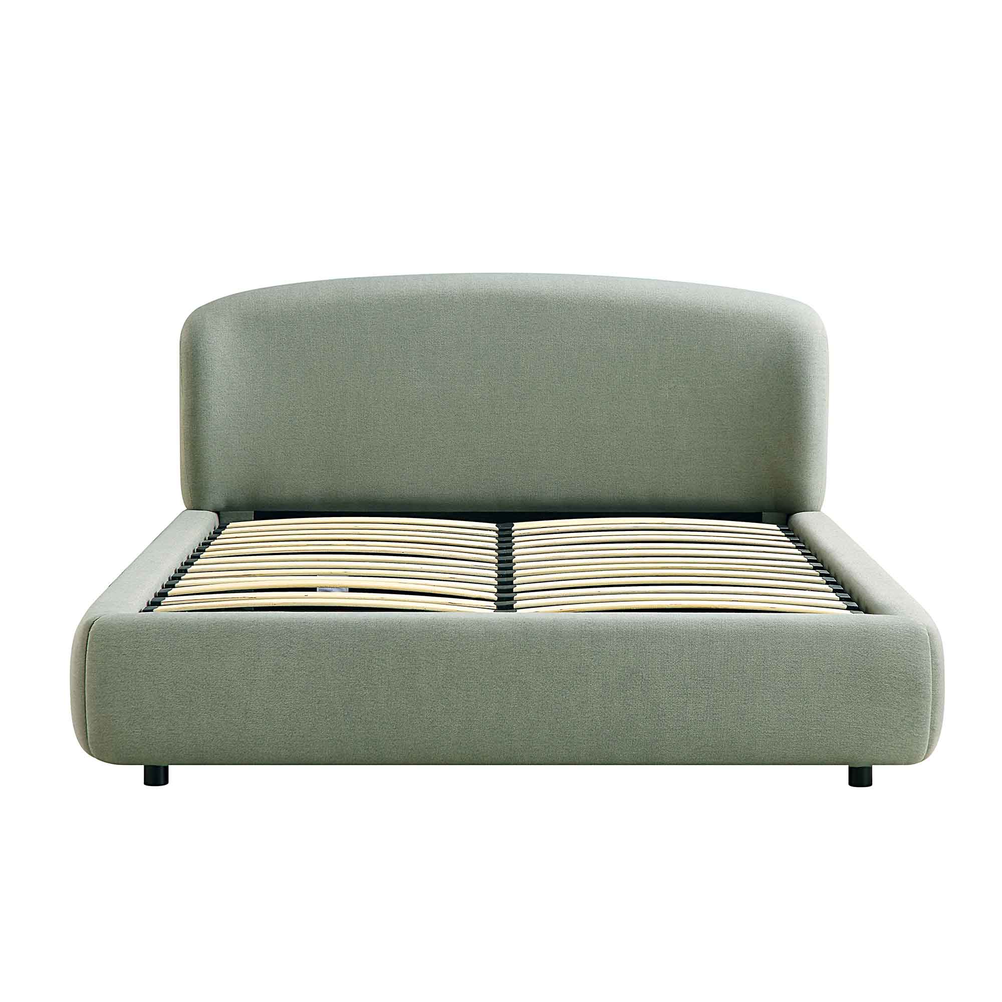 Constance Winged Headboard Ottoman Storage Bed, Olive Linen