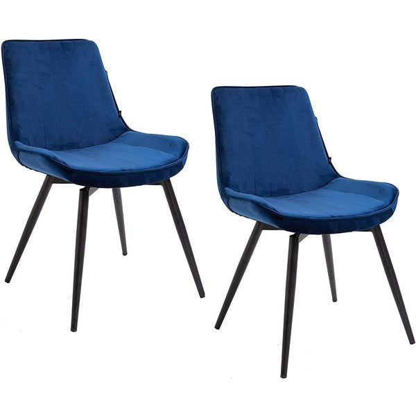 Cala Set of 2 Blue Velvet Dining Chairs - daals